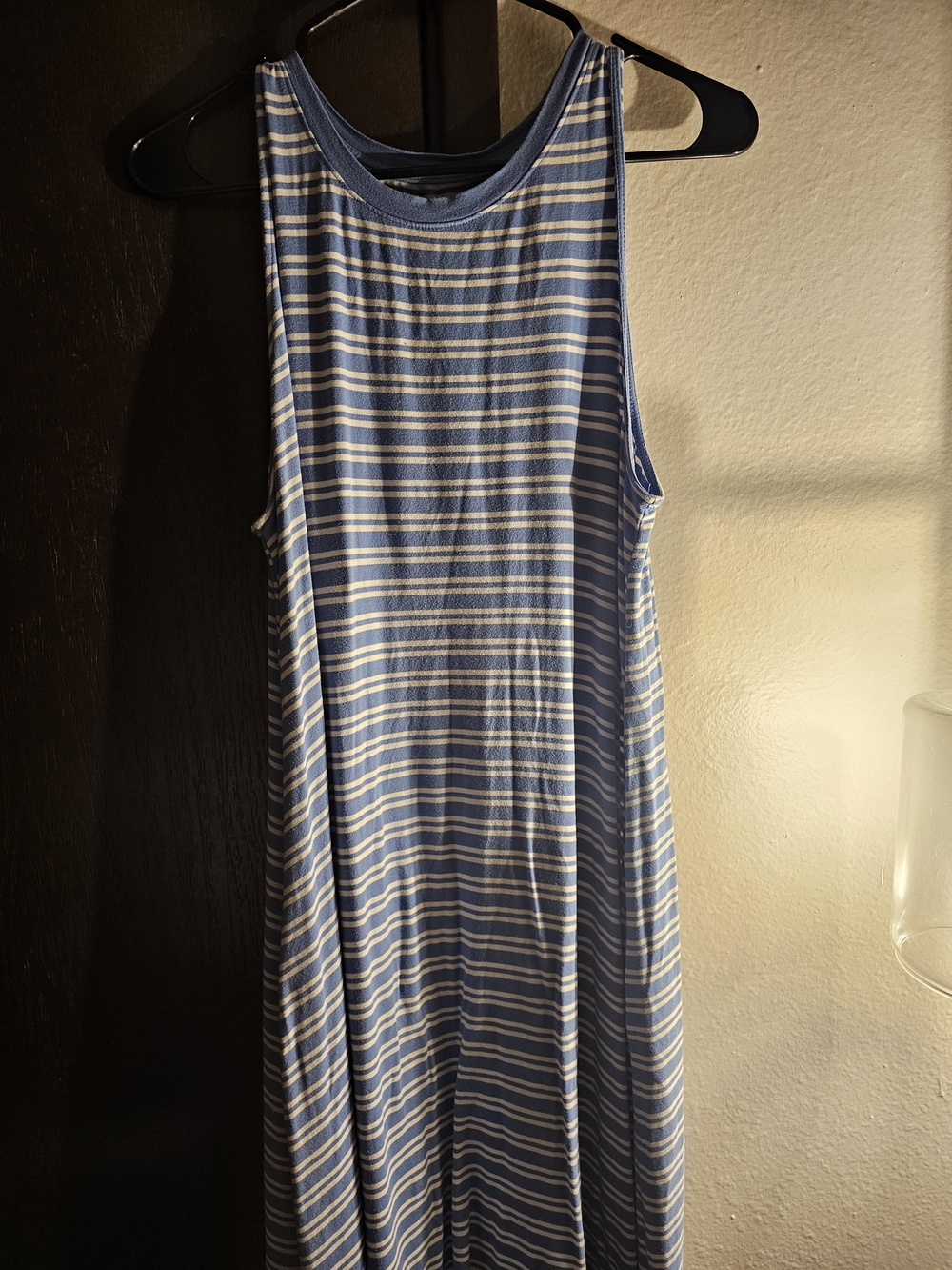 Sleeveless Blue and White Striped Women's Swing Dress